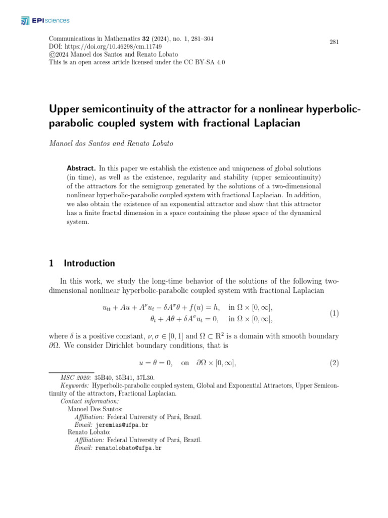 M.Santos - Upper Semicontinuity of The Attractor For A Nonlinear ...