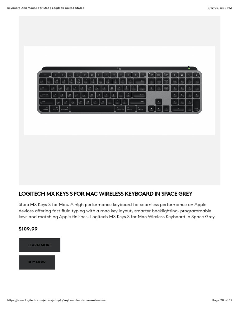 Keyboard and Mouse For Mac - Logitech United States (Dragged) 26 | PDF
