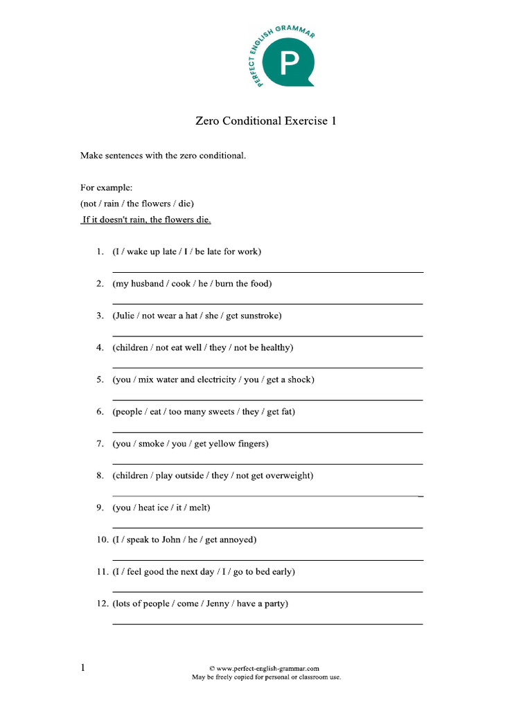 ZERO CONDITIONAL EXERCICIOS (2) | PDF