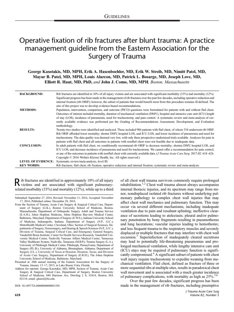 Rib Fracture Management Guidelines | PDF | Thorax | Major Trauma