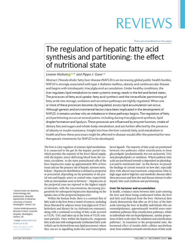 Extra 38 - The Regulation of Hepatic Fatty Acid Synthesis and ...