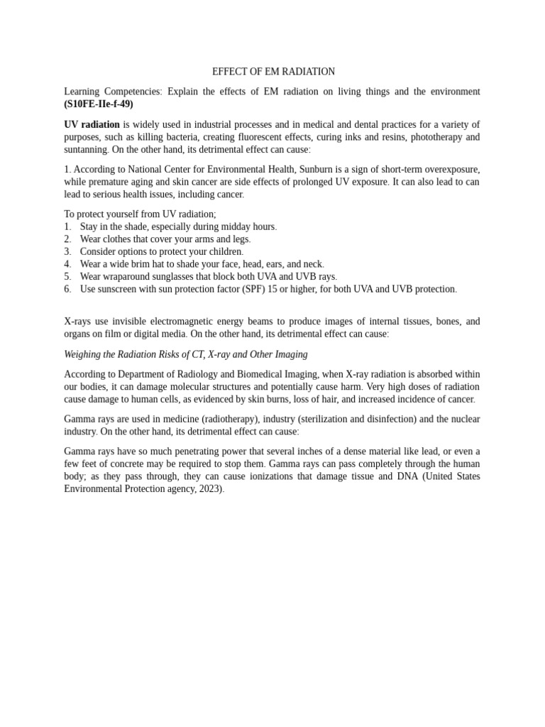 Effects of EM Radiation on Health | PDF