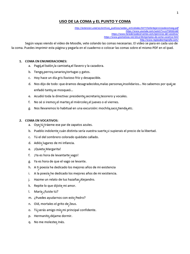Uso correcto de la coma y punto y coma | PDF