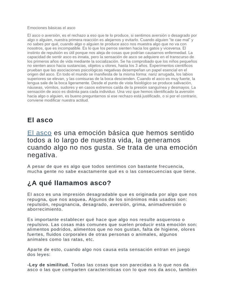 Comprendiendo el asco: emoción y función | PDF | Asco | Las emociones