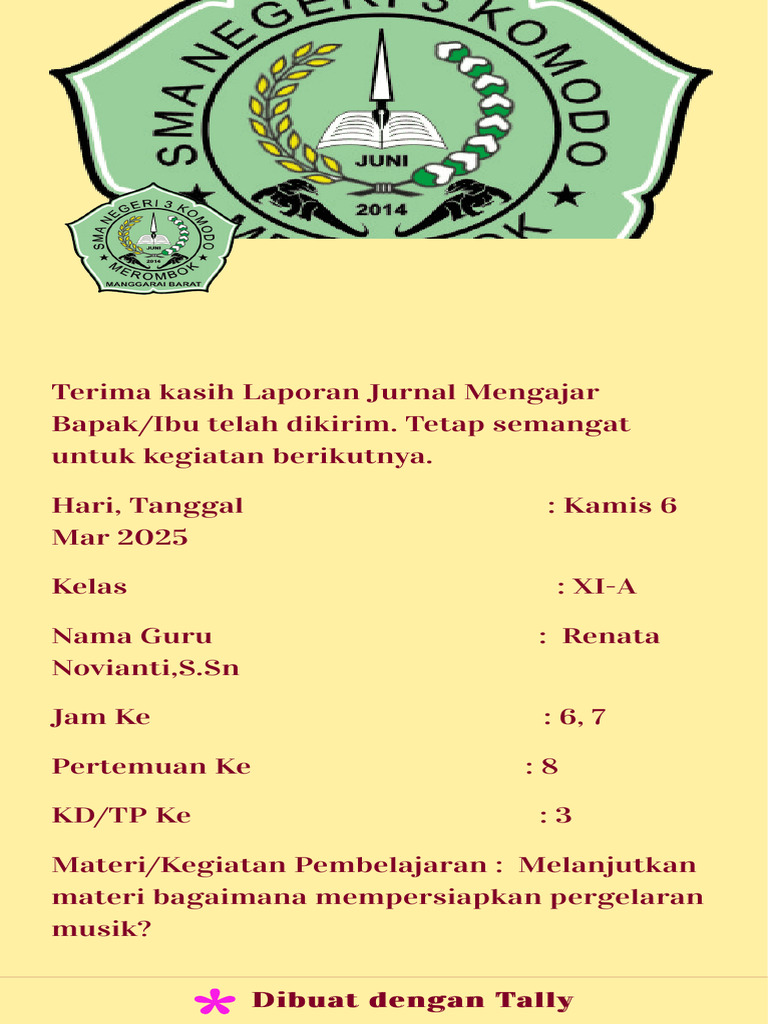 Data Jurnal Mengajar Guru Semester 2 Tahun Ajaran 20242025 | PDF