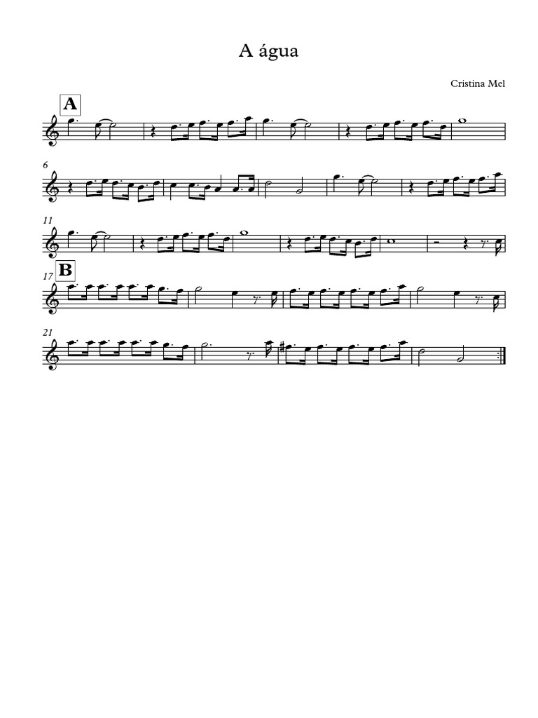 A Água Cristina Mel - Partitura Completa | PDF