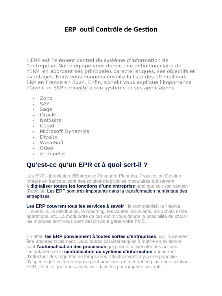Guide complet sur les ERP en 2024 | PDF | Progiciel de gestion intégré ...