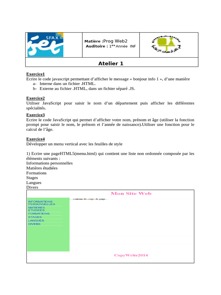 Exercices JavaScript pour débutants INF | PDF | JavaScript | Html