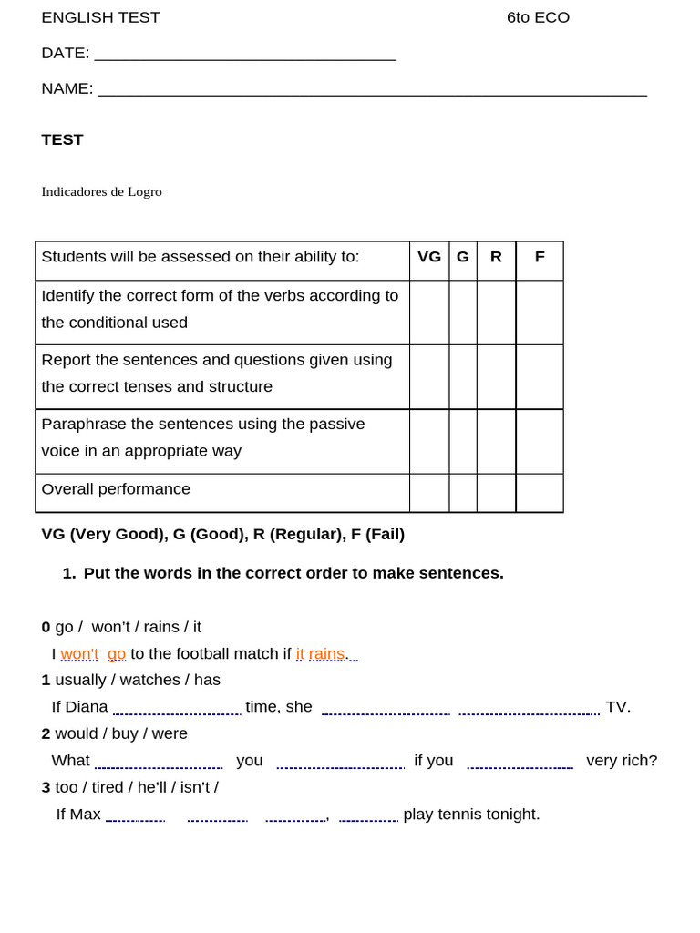 English Test for 6th Grade Eco Students | PDF | Linguistic Morphology ...