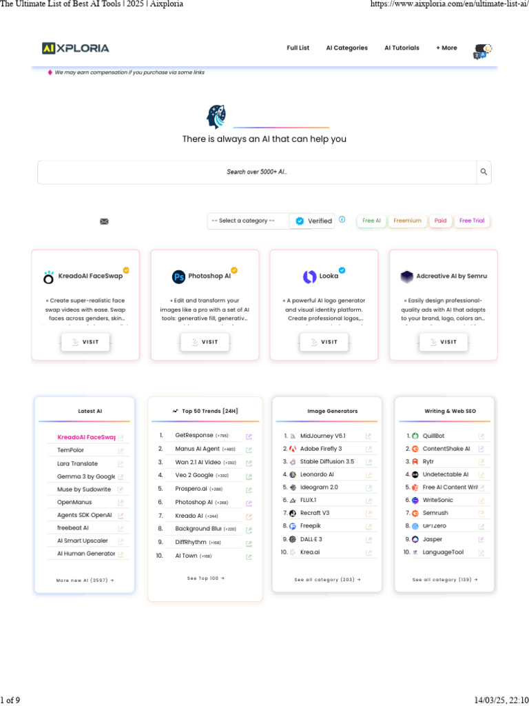 Best AI Tools List for 2025 | PDF | Artificial Intelligence ...