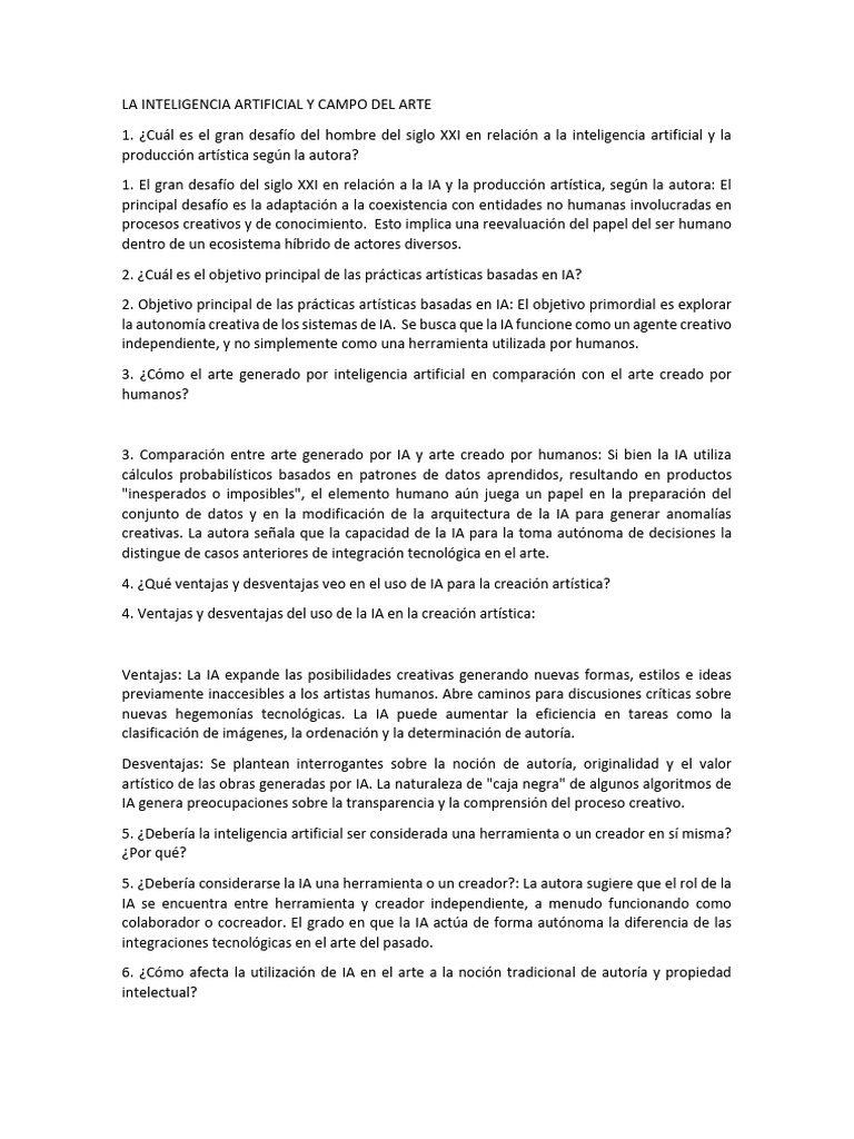 La Inteligencia Artificial y Campo Del Arte | PDF | Inteligencia ...