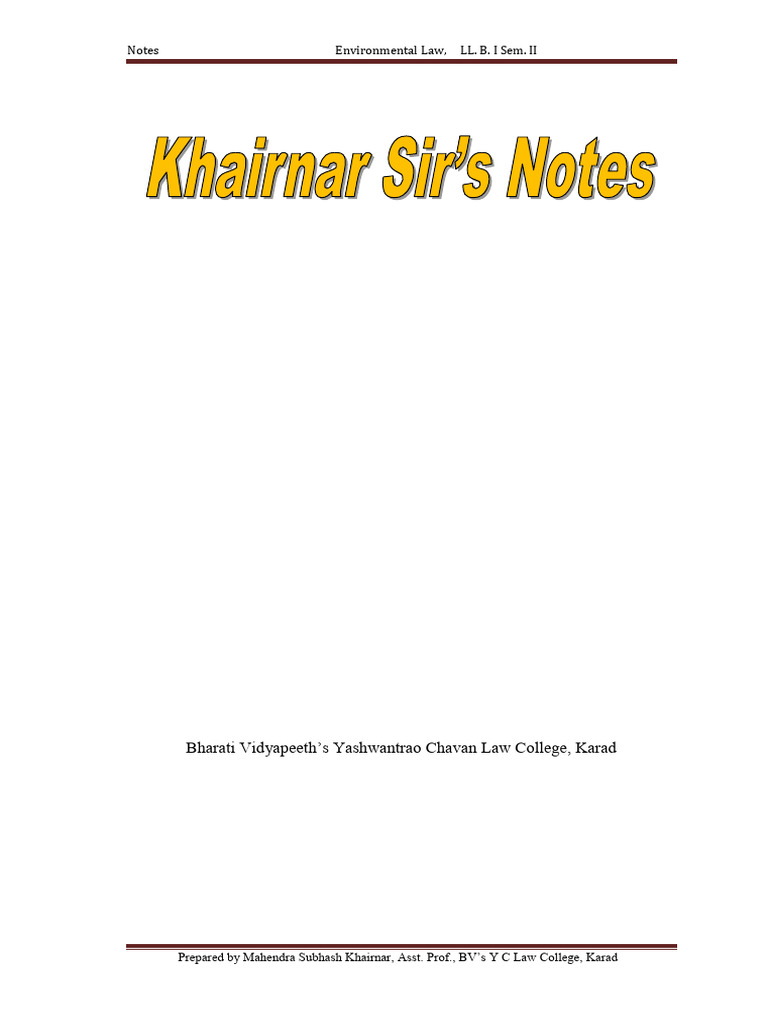 Notes On Environment Law Pdf Environmental Impact Assessment