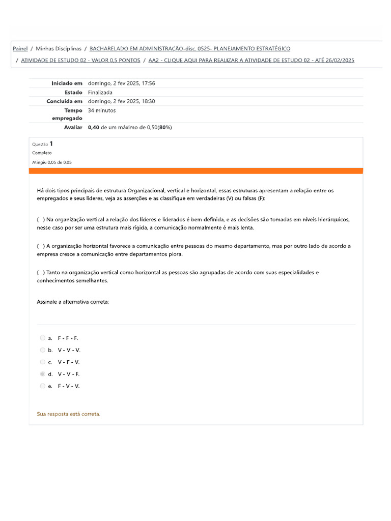 Planejamento Estratégico - Atividade de Estudo 2 | PDF