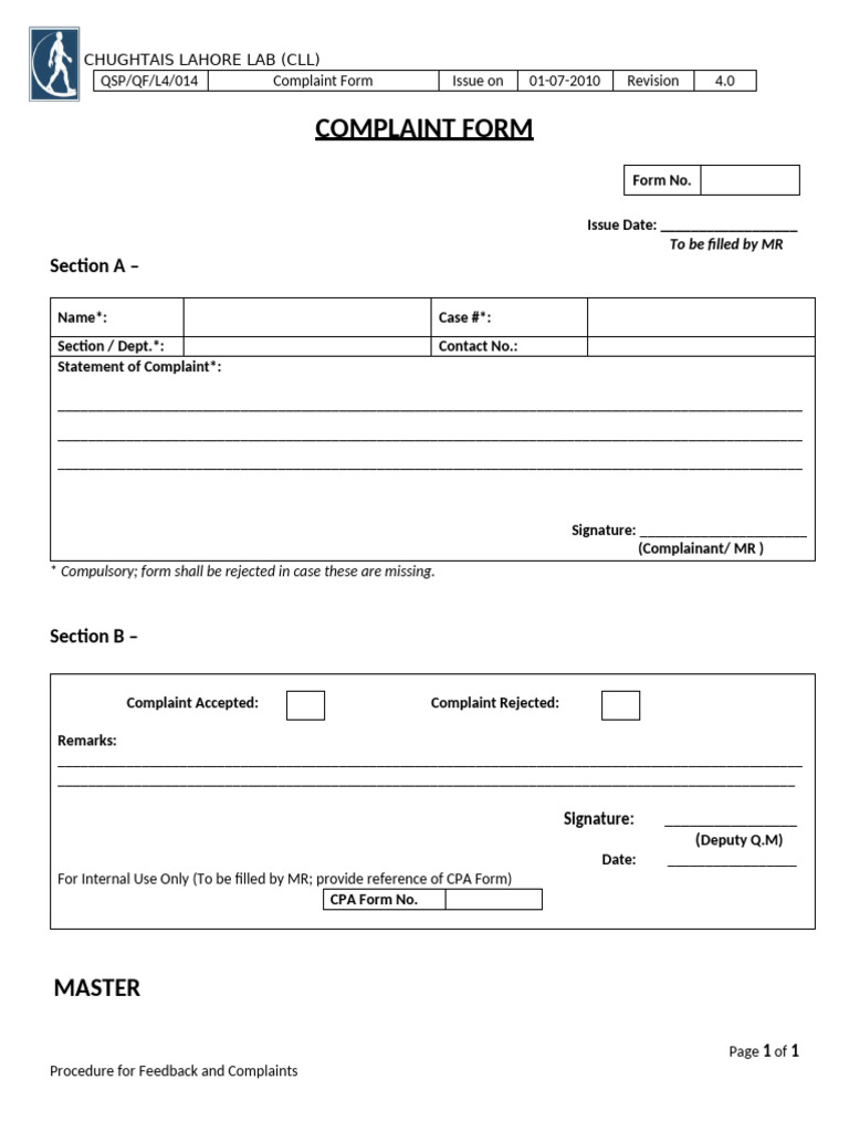 Complaint Form | PDF