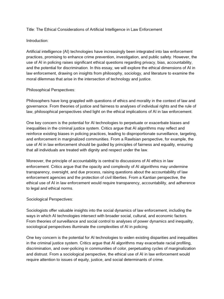 The Ethical Considerations of Artificial Intelligence in Law ...
