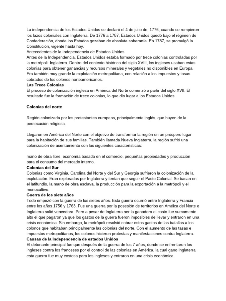La Independencia de Los Estados Unidos Se Declaró El 4 de Julio De ...