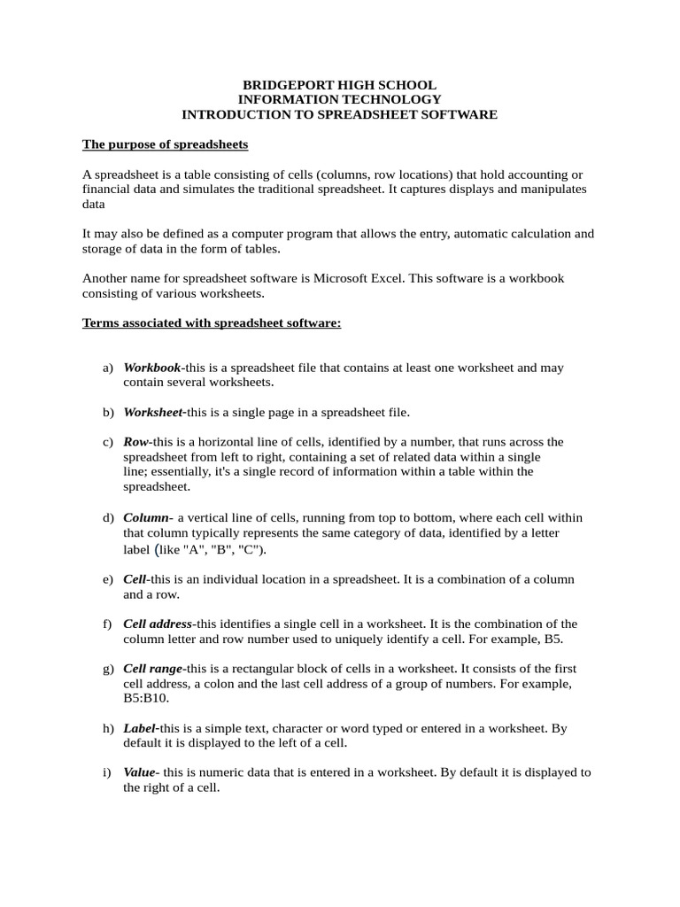 10 Key Spreadsheet Functions Explained | PDF | Spreadsheet | Worksheet