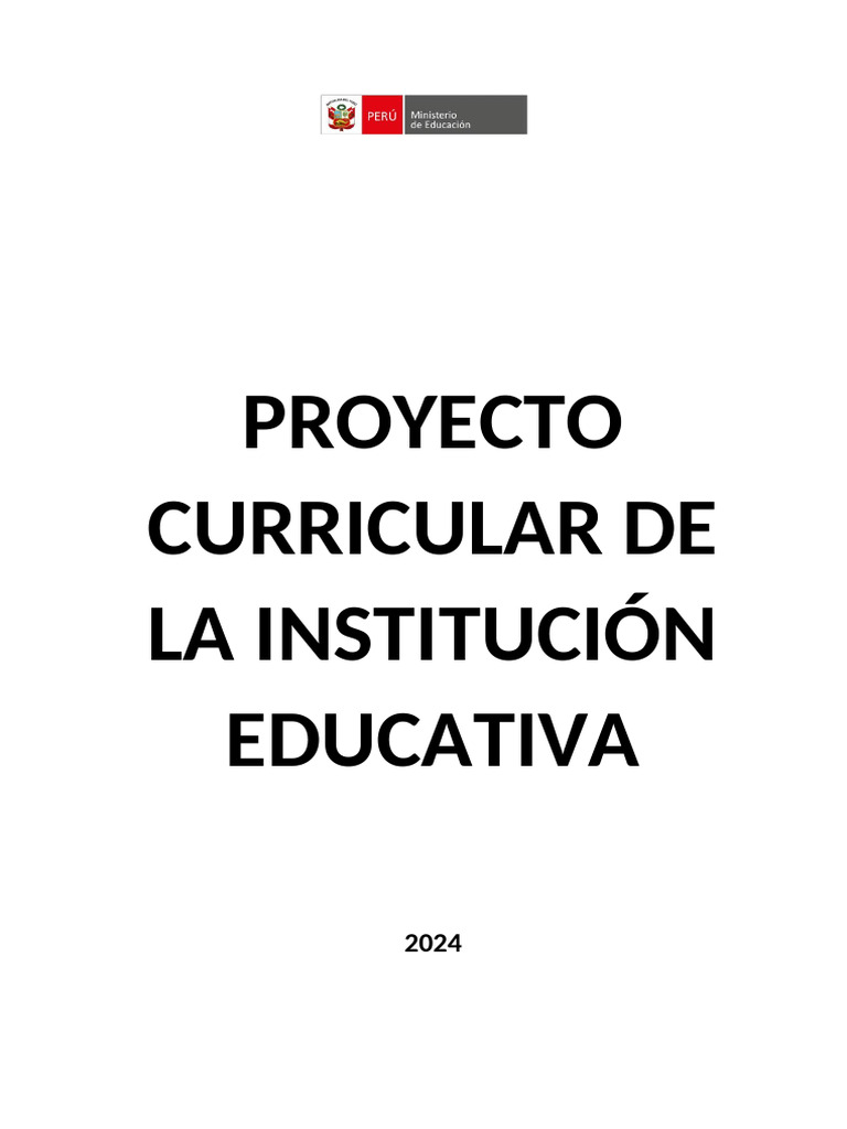 Proyecto Curricular Institucional 2024 | PDF | Plan de estudios ...