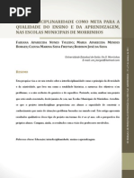 A Interdisciplinaridade Como Meta Para a Qualidade Do Ensino e Da Aprendizagem Nas Escolas Municipais de Morrinhos