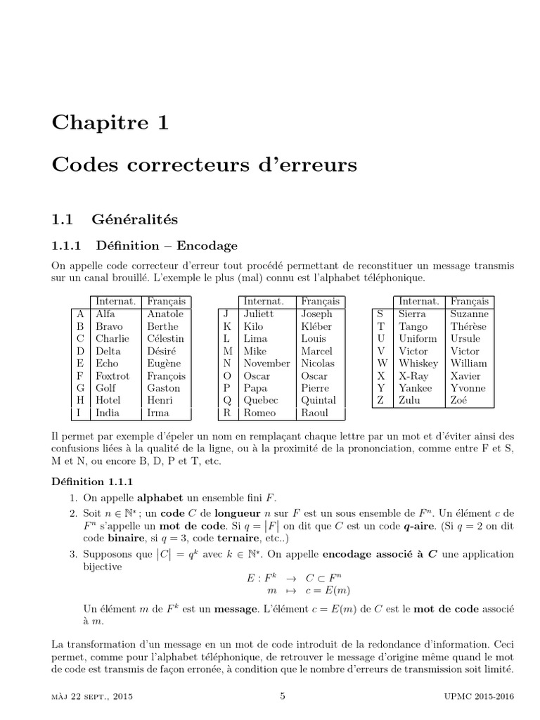 Codes Correcteurs d'Erreurs : Concepts Clés | PDF | Code (information ...