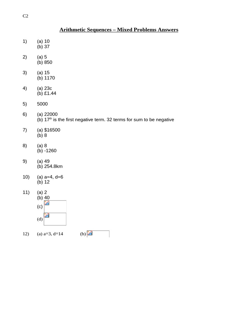 Arithmetic Sequences Problem Solutions | PDF