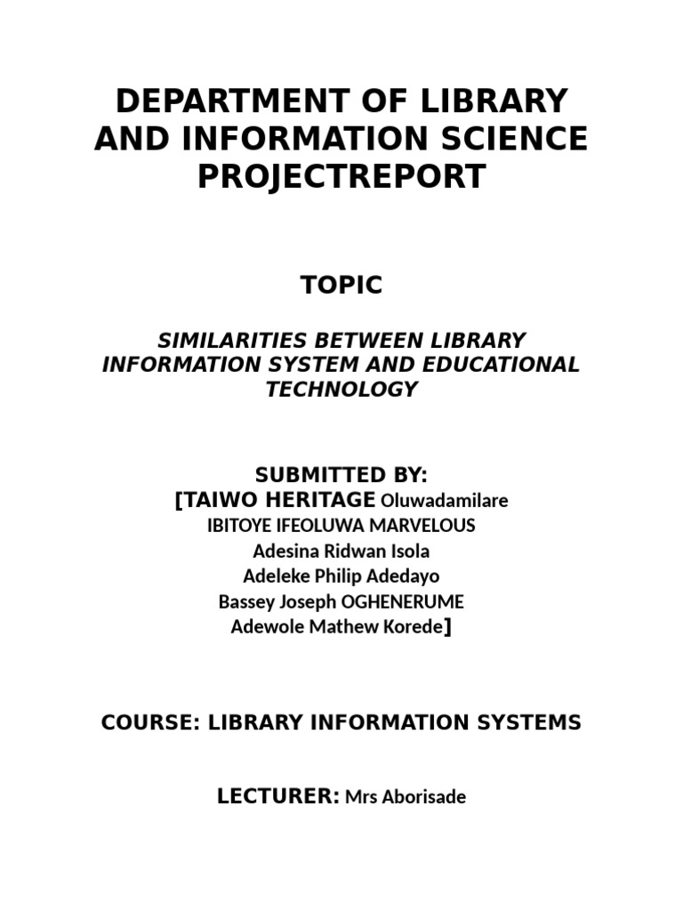 Lis Project New Pdf Educational Technology Libraries