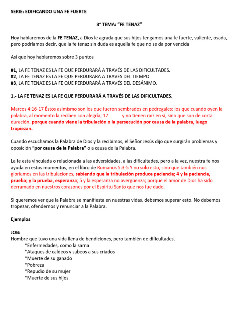 Fe Tenaz: Perseverancia en la Adversidad | PDF | Fe | Jesús