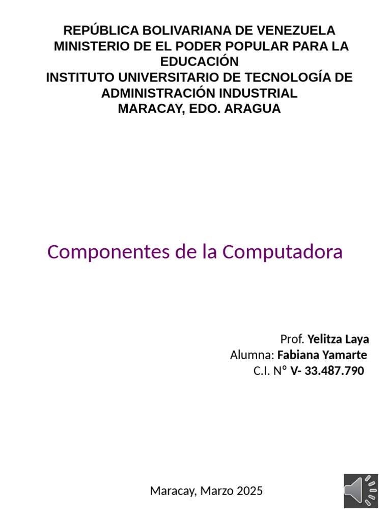 Presentacion Computadoras | PDF | Hardware de la computadora | Periférico
