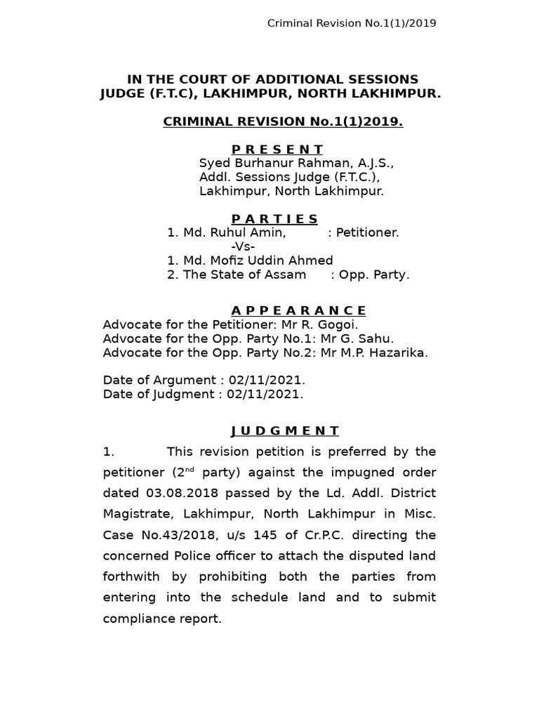 Crl. Revision Judgment 1.1.19 | PDF | Magistrate | Separation Of Powers