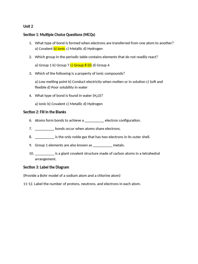 Unit 2 | PDF | Periodic Table | Chemical Bond