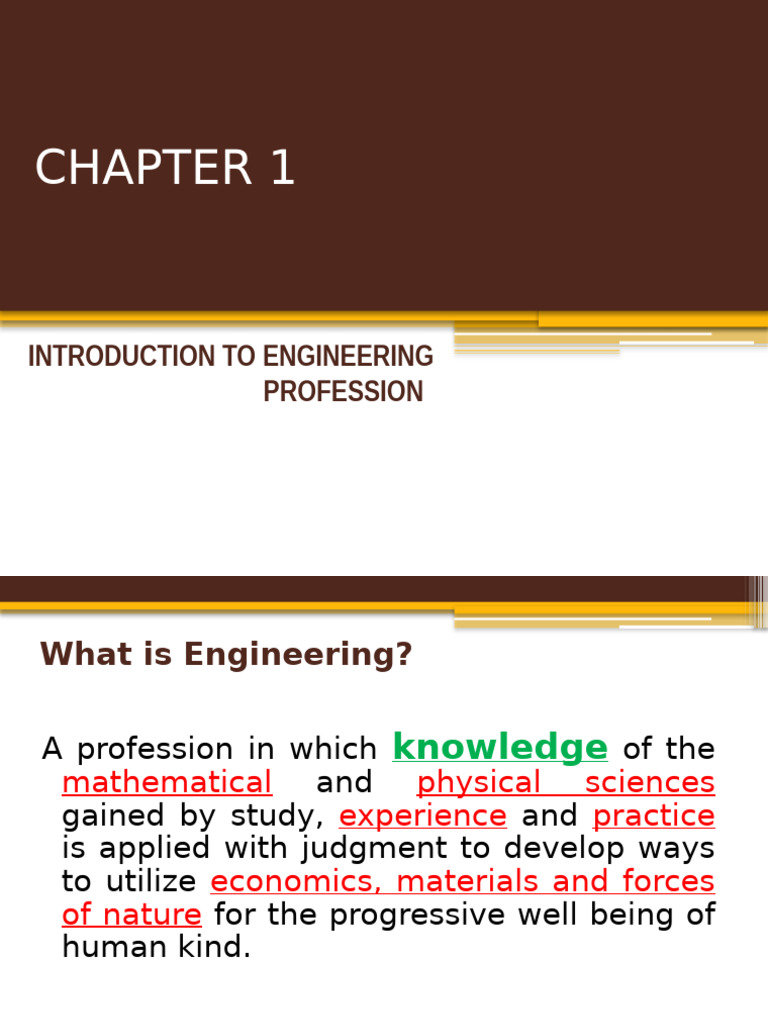 MEC 101 CHAPTER 1 Engineering Profession | PDF | Engineering | Engineer