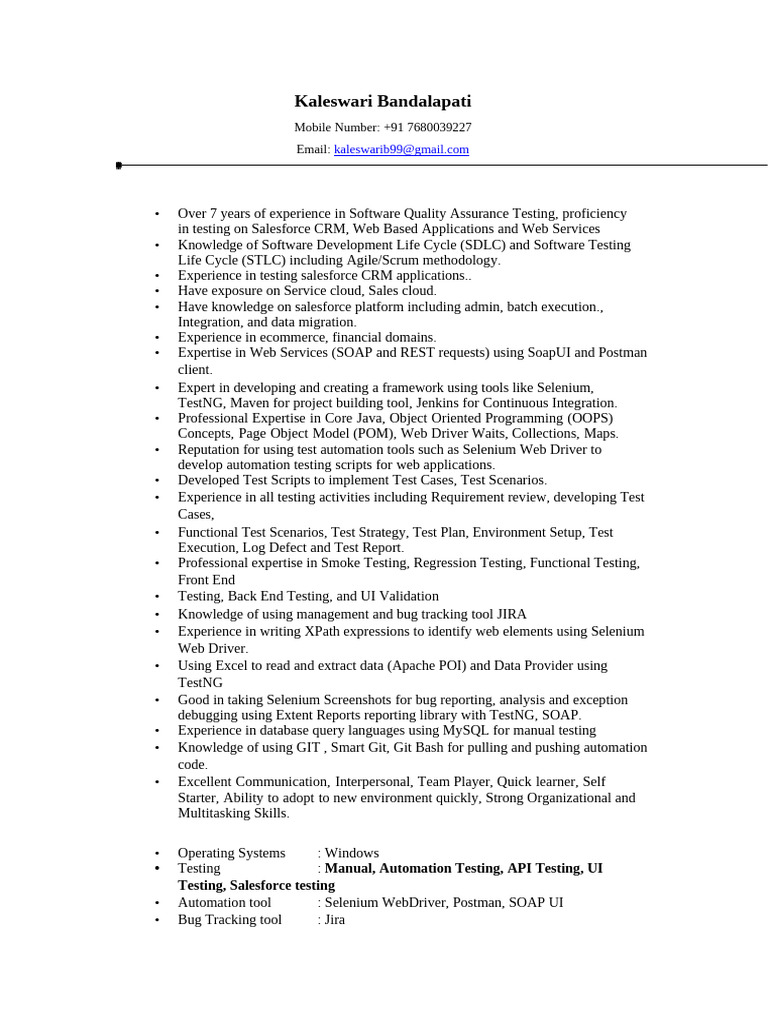 Resume (2) (4) | PDF | Software Testing | Selenium (Software)