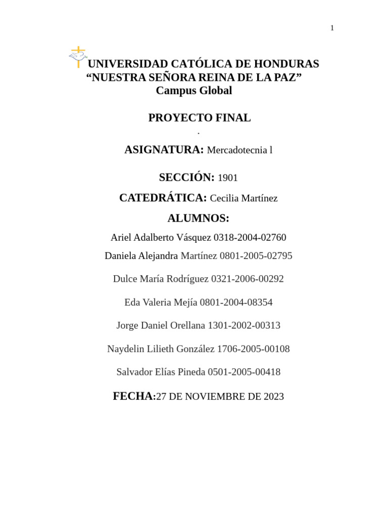 Proyecto Final 1 | PDF | Business | Mercado (economía)