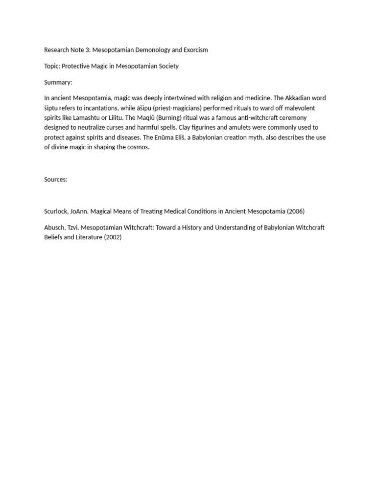 Mesopotamian Demonology and Exorcism | PDF