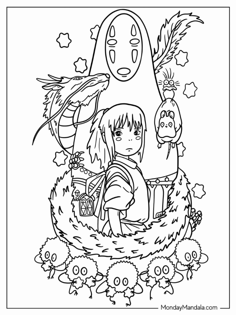 Studio Ghibli Spirited Away Poster Coloring Sheet | PDF