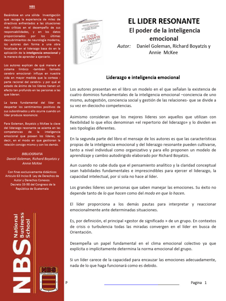 Liderazgo Resonante y Emocional | PDF | Las emociones | Inteligencia ...