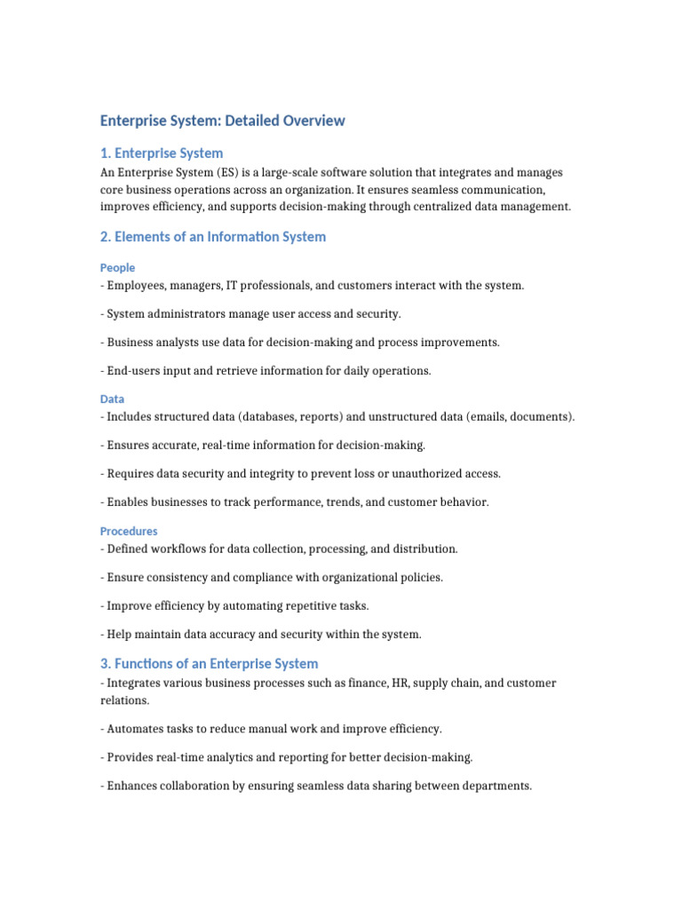 Enterprise System Detailed 3-4 Points | PDF | Business Process ...