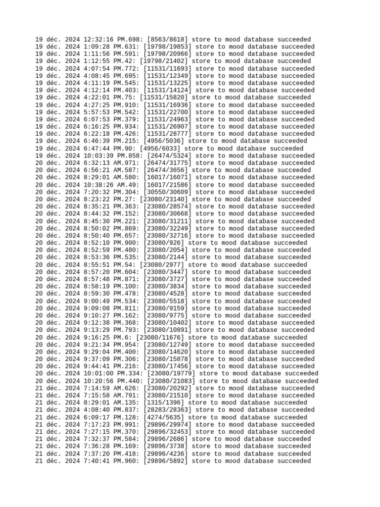 Mood Database Update Log | PDF | Computer Data | Information Technology