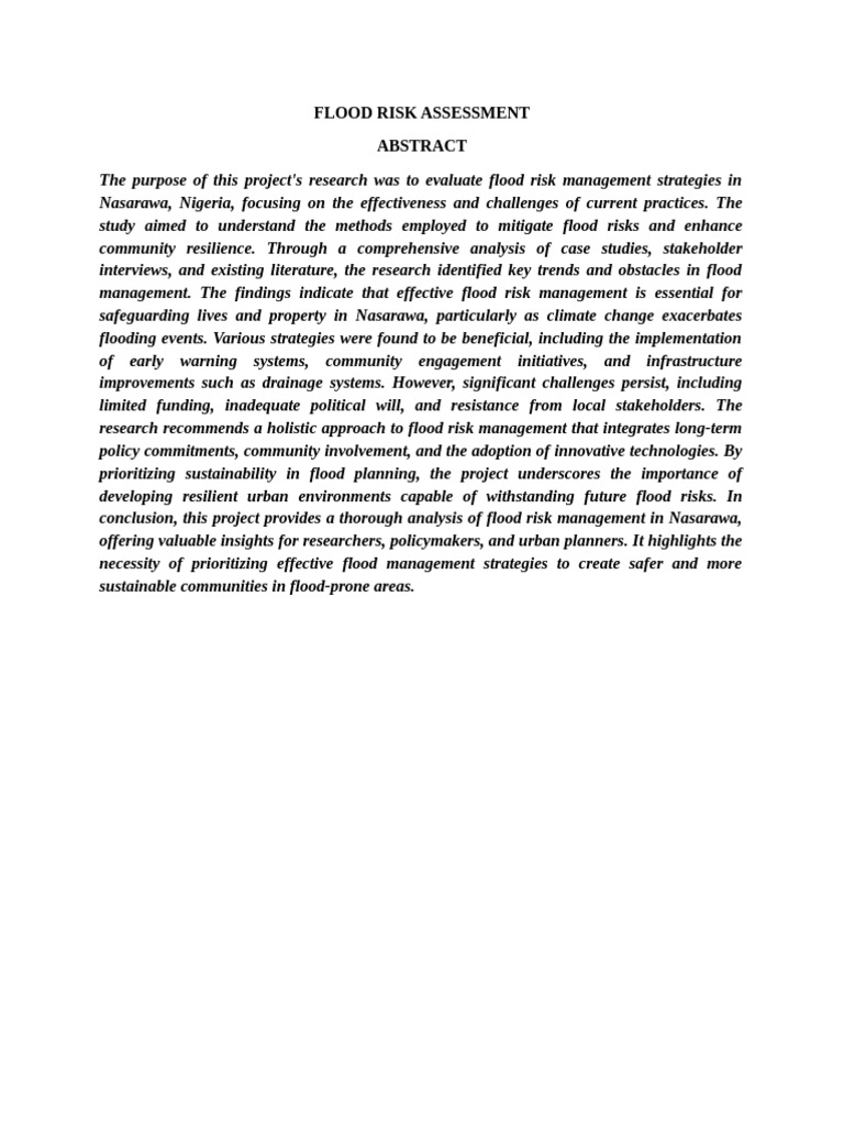 Flood Risk Management in Nasarawa | PDF | Flood | Risk Assessment