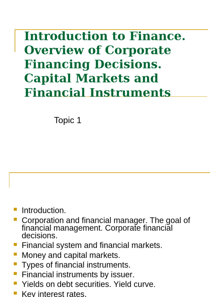 Corporate Financing and Financial Markets | PDF | Bonds (Finance ...