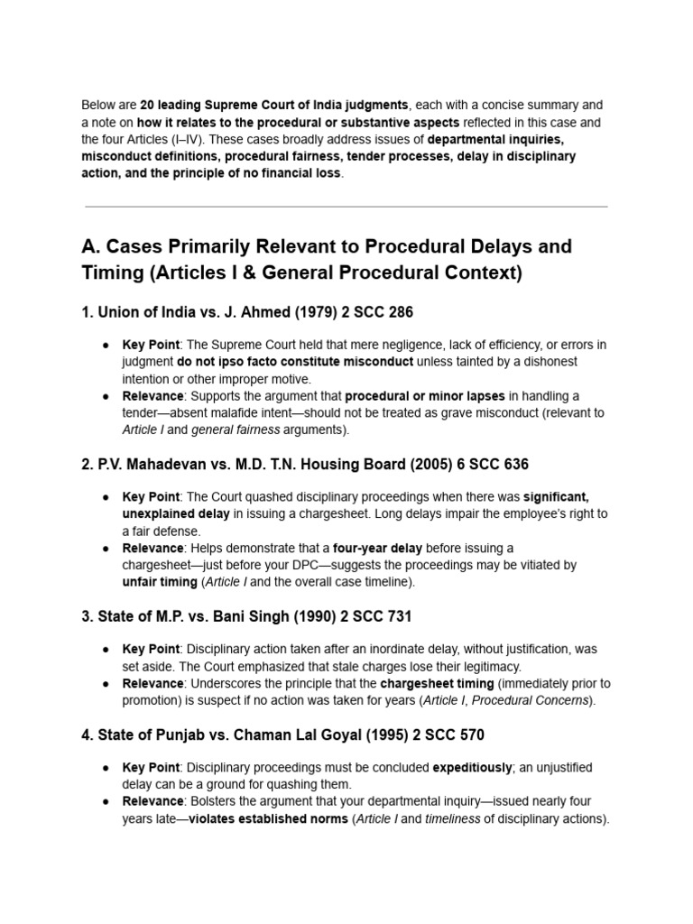 Key Supreme Court Judgments on Misconduct | PDF | Article One Of The ...