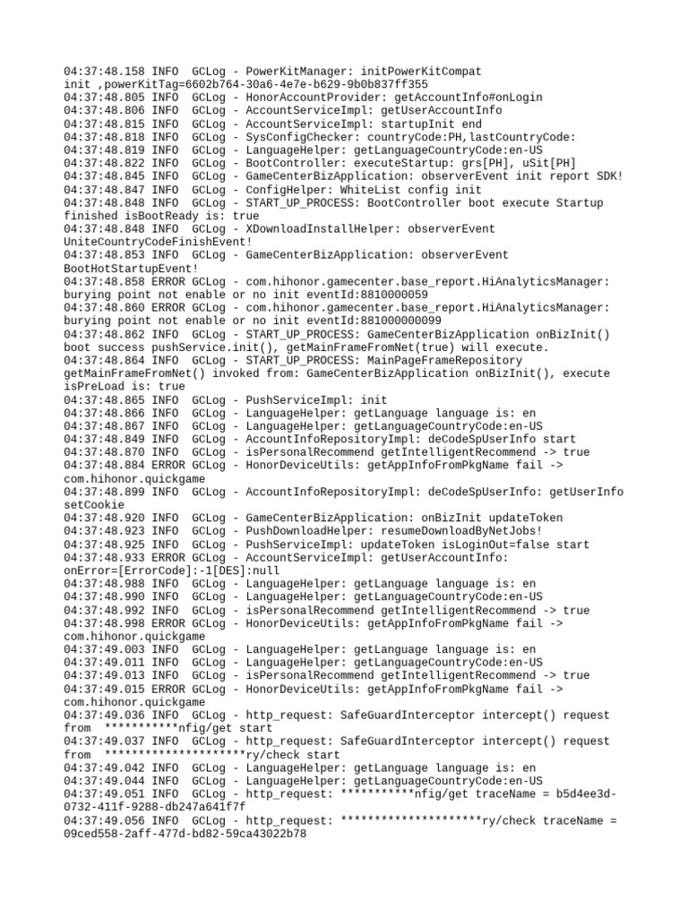GameCenter Initialization Log Analysis | PDF | Computer Architecture ...
