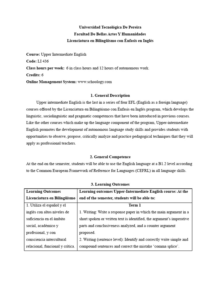 Upper Intermediate English Course Overview | PDF