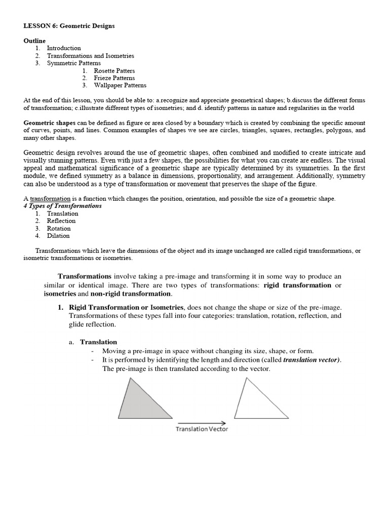LESSON 6 Geometric Design For Students | PDF | Shape | Group (Mathematics)