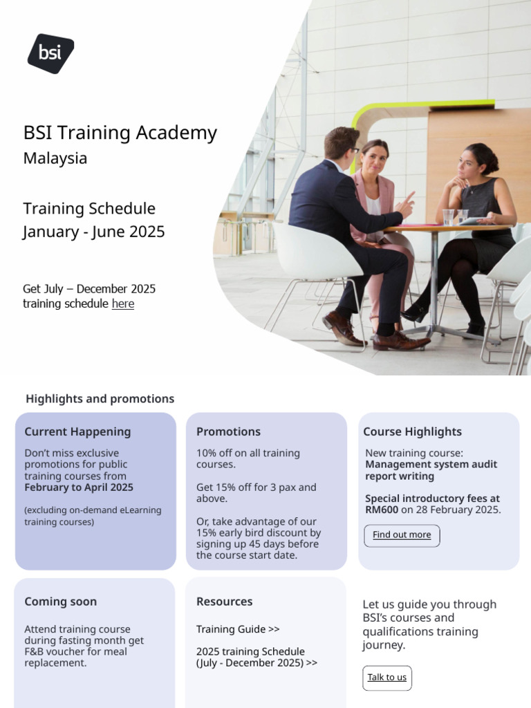 Bsi Training Schedule 2025 Malaysia Pdf Educational Technology