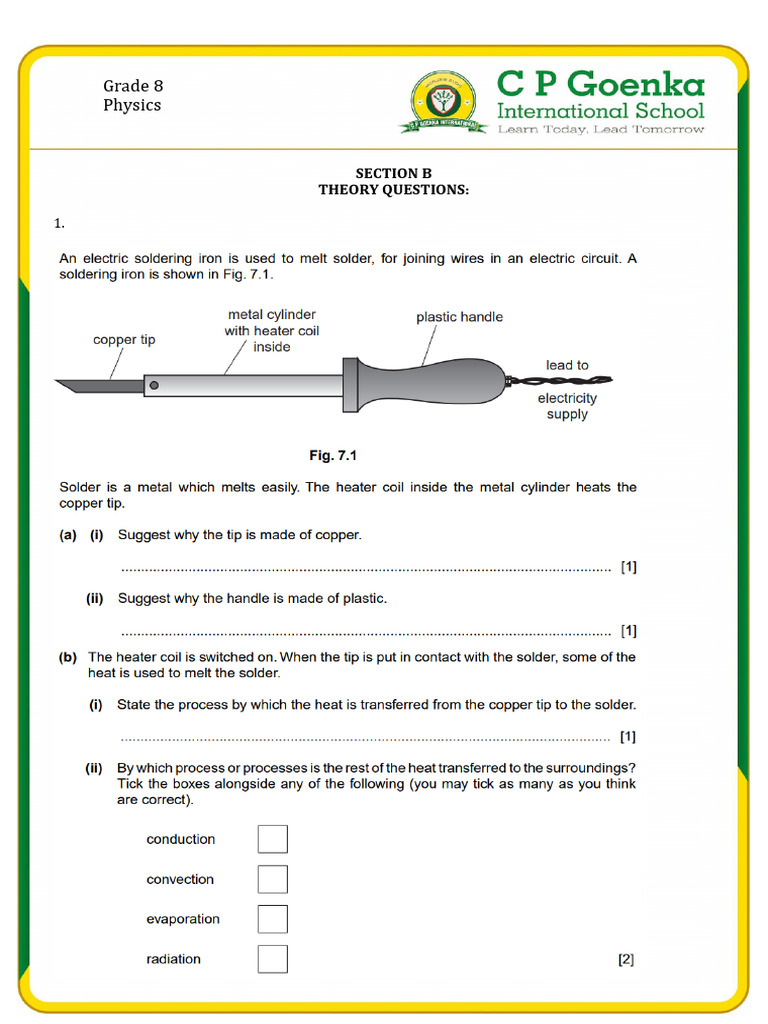 Grade 8 - Electricity Worksheet Theory 250313 193257 | PDF
