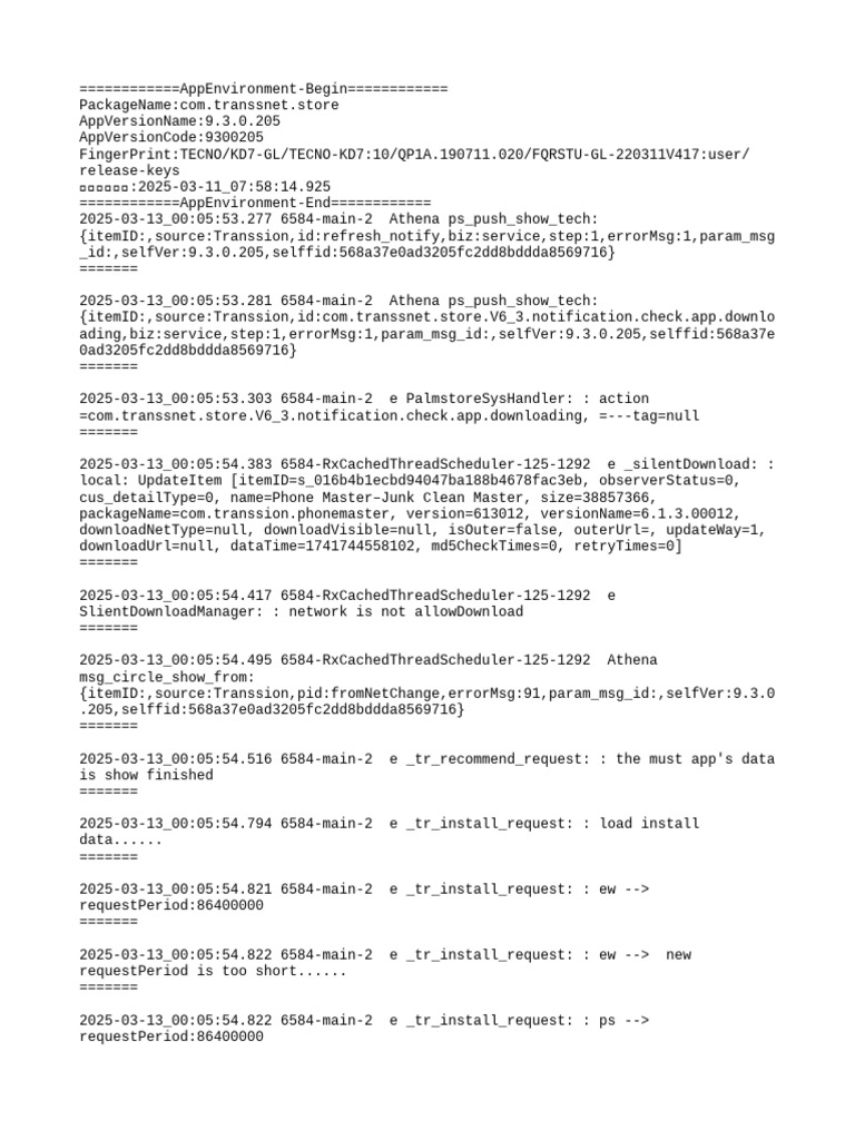 Transsnet Store App Environment Log | PDF | Process (Computing)