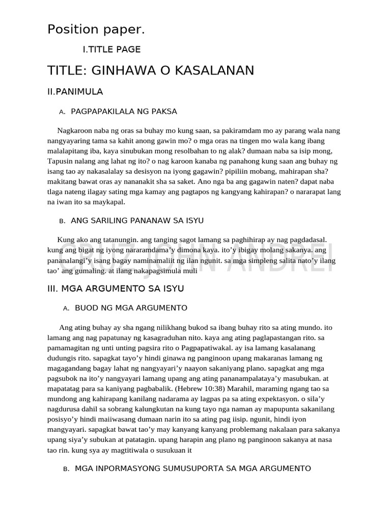 POSITION PAPER - docx1.Docx58.Docx5.Docx569 | PDF