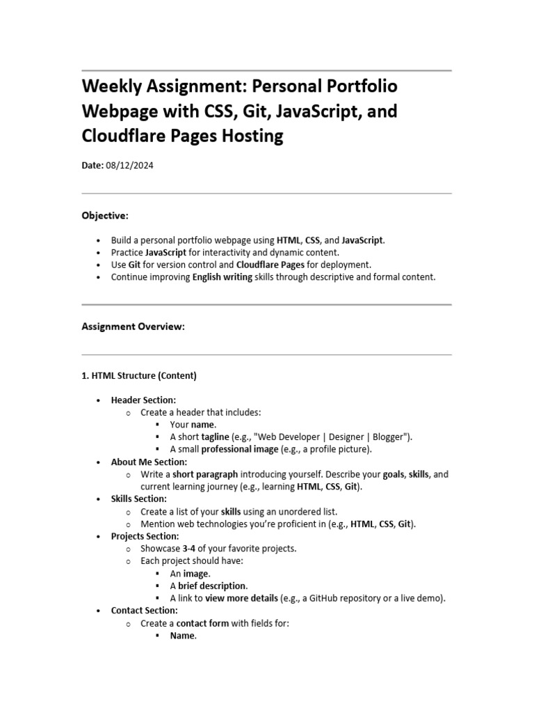 Build Your Personal Portfolio Webpage | PDF | Html | Java Script
