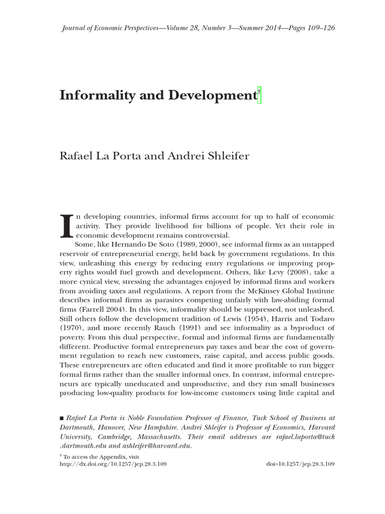 Informality's Role in Economic Development | PDF | Economic Growth ...